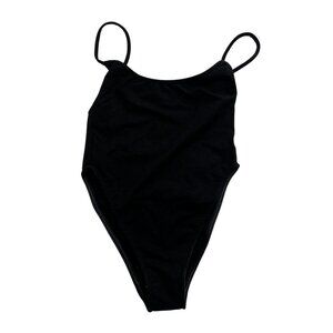 Are You Am I Scoop Back Bodysuit in Black